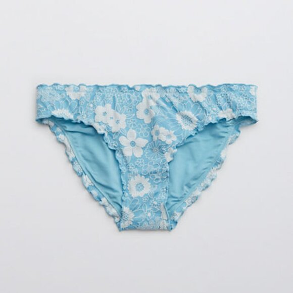 BOGO NWT Aerie Jacquard Floral Bikini Bottom Women's Turquoise Size Medium - Picture 3 of 4